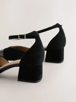 Next Suede noire - Chaussures à talons carrés avec embout Hot