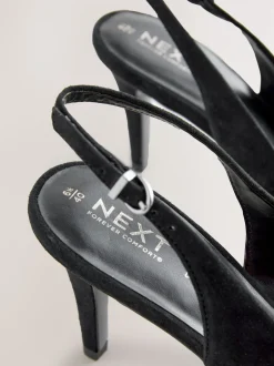 Next Suede noire - Chaussures à talons Forever Comfort® pointus en cuir avec nœud et bride arrière