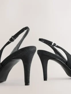 Next Suede noire - Chaussures à talons Forever Comfort® pointus en cuir avec nœud et bride arrière