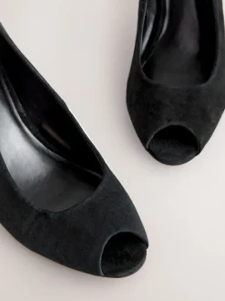 Next Suede noire - Chaussures à talons Bout ouvert en cuir haut de gamme