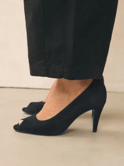 Next Suede noire - Chaussures à talons Bout ouvert en cuir haut de gamme