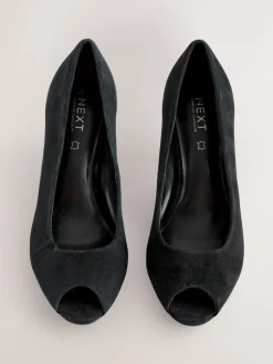 Next Suede noire - Chaussures à talons Bout ouvert en cuir haut de gamme