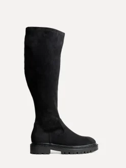 Linzi Suede noire - Briody Coupe large PU Extensible High Leg Bottes