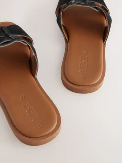 Next - Sandales mules à fente Suede noire New