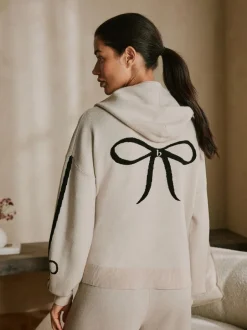 B by Ted Baker Sweat à capuche zippé en maille avoine Online