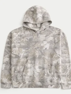 Hollister Sweat à capuche gris à logo imprimé camouflage Clearance