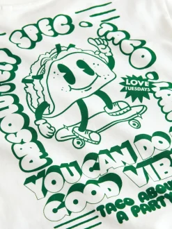 Next - T-shirt imprimé dos à manches longues (3mois-8ans) Taco blanc/vert Hot