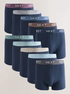 Next - Boxer en coton riche 10 Lot Taille bleu marine métallisée Outlet