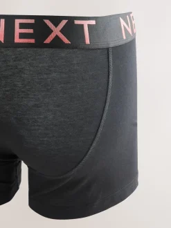 Next - Boxers hipsters riches en coton mélangé Taille Noir à texte Ombre New