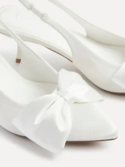 Linzi Talons de mariage Merlot en satin à bride arrière avec nœud New