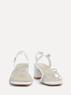 Linzi Talons Mariage Coupe large Mariah à dos ouvert avec triple devant en diamants Hot