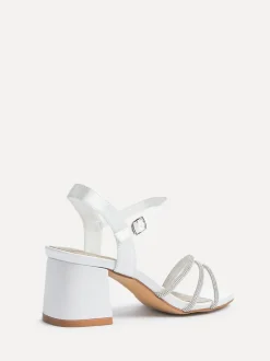 Linzi Talons Mariage Coupe large Mariah à dos ouvert avec triple devant en diamants Hot