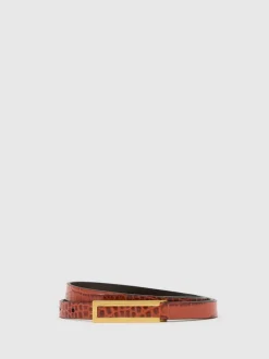 Reiss Tan - Ceinture en cuir effet crocodile Bronya Discount