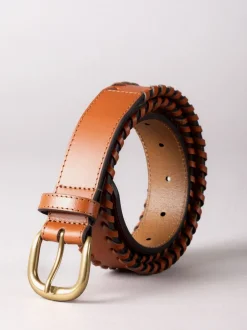 Lakeland Leather Tan - Ceinture Wray en cuir surpiquée Outlet