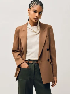 Reiss Tan - Ceinture Hayley en cuir à charnières carrées