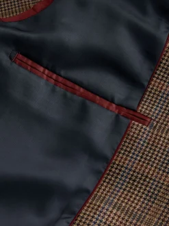 Next Tan/Rouge - Veste de costume slim à carreaux en mélange de laine Best