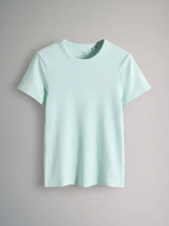 The Set Taupe marron/marron clair/bleu/bleu clair/crème - lot de 5 t-shirts côtelés à manches courtes Outlet