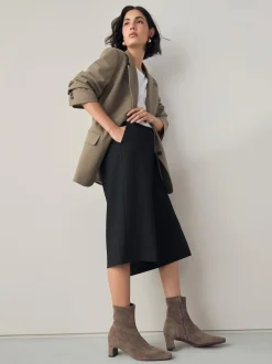 Next Taupe neutre - Bottes chaussettes à talon bloc et bout ciselé