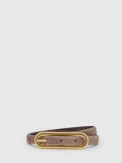 Reiss Taupe (Taupe) - Ceinture fine en cuir avec boucle allongée Chaya Online