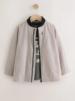 Next Taupe (Taupe) - Ensemble Bomber Veste-chemise et T-shirt 2 pièces (3mois-7ans) Outlet