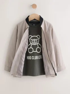 Next Taupe (Taupe) - Ensemble Bomber Veste-chemise et T-shirt 2 pièces (3mois-7ans) Outlet