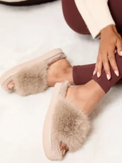 Lipsy Taupe (Taupe) - Chaussons de nuit à plateforme en fausse fourrure Sale