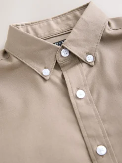 Next - Manches courtes Coton riche Oxford Chemise (3-16ans) Taupe (Taupe) Sale