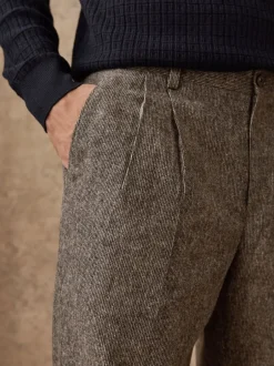 Next Taupe (Taupe) - Pantalon Nova Fides élégant texturé en laine à coupe fuselée coupe classique Hot