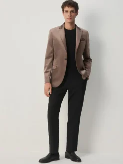 Next Taupe (Taupe) - Slim Fit (Slim Fit) - Self Velours à revers Blazer Outlet