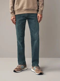 Next Teinte moyenne - - extensible Denim Jeans Ajustement droit Outlet