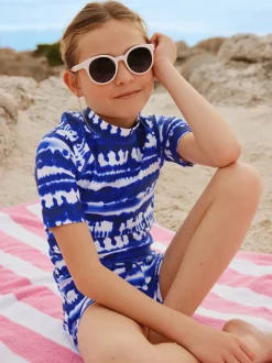 Next Teinture bleue de cravate - Ensemble de bain Sunsafe Rash Gilet et short (3-16ans) New