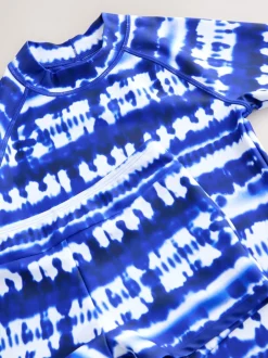 Next Teinture bleue de cravate - Ensemble de bain Sunsafe Rash Gilet et short (3-16ans) New