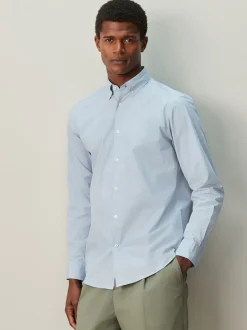 Next Texture bleue - Chemise habillée à manches longues riche en coton Online