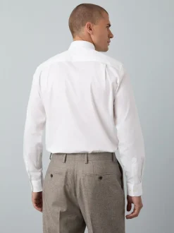 Next Texture moucheté blanc/bleu - Slim Fit (Slim Fit) - Ensemble chemise élégante, cravate et mouchoir de poche en coton mélangé