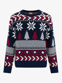 The Little Tailor pull en coton fairisle multicolore de Noël bleu