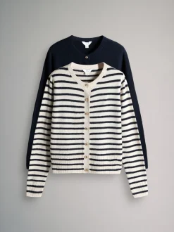 The Set lot de 2 Cardigans en maille à boutons Or avec laine Online