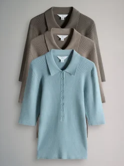 The Set lot de 3 Hauts côtelés en maille Best