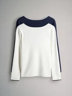 The Set lot de 2 hauts en maille à liserés à dos rond Best