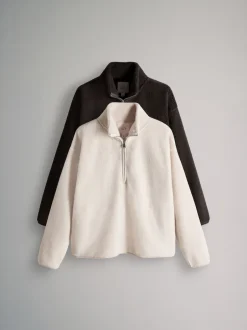 The Set lot de 2 pulls zippés à col cheminée en peau lainée 1/4 New