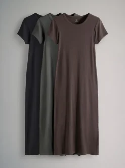 The Set lot de 3 robes mi-longues côtelées à manches courtes Discount