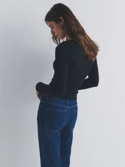 The Set lot de 4 T-shirts à manches longues côtelés Col en V  avec bordure en dentelle Sale