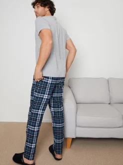 Threadbare Lot de 2 Ensemble Pyjamas T-shirt Manches courtes et Pantalons Carreaux Outlet