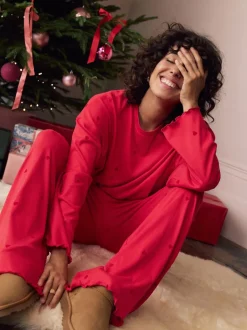 Next Étoile rouge - Pyjama à manches longues doux cœur Clearance