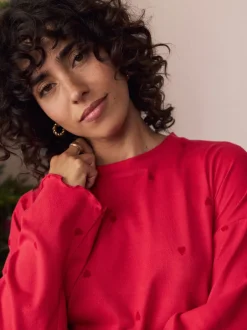 Next Étoile rouge - Pyjama à manches longues doux cœur Clearance