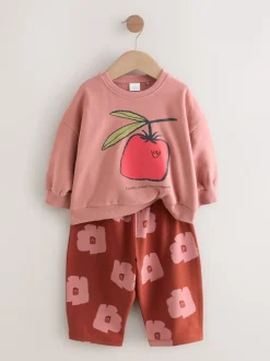 Next - Ensemble Sweat-shirt et jogging Coupe ballon (3mois -7ans) Tomate Rose/Marron Sale
