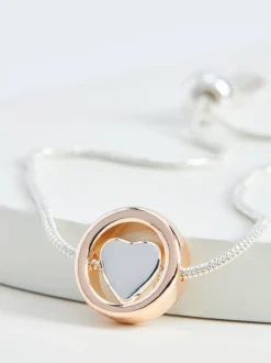 Next Ton or rose/ton argenté - Bracelet extensible à cœur Clearance