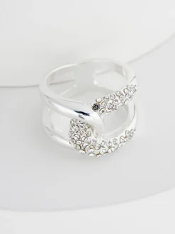 Next Tonalité argentée - Bague scintillante Interlink Sale