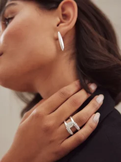 Next Tonalité argentée - Bague scintillante Interlink Sale