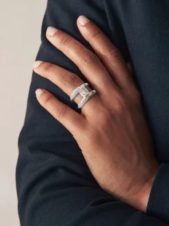 Next Tonalité argentée - Bague scintillante Interlink Sale