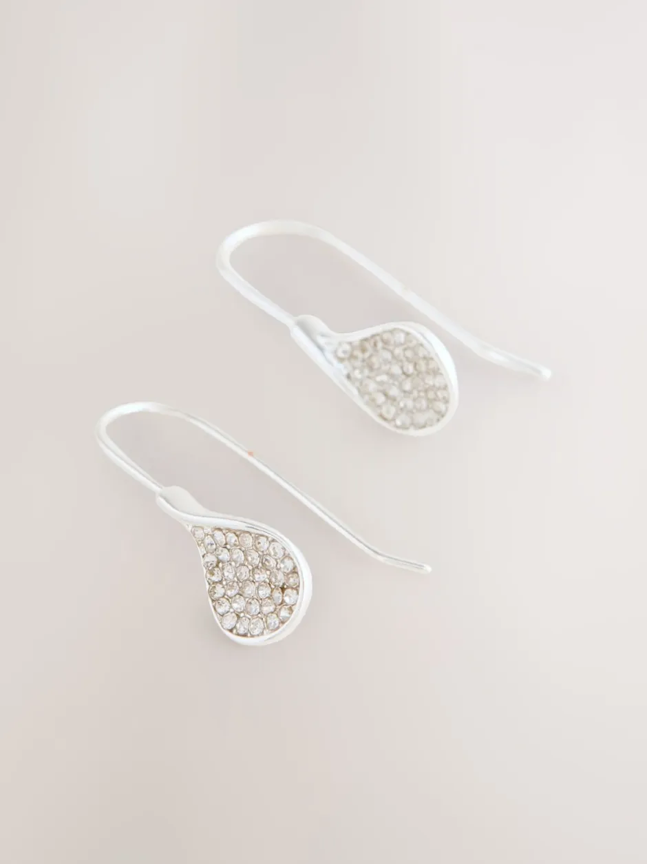 Next Tonalité argentée - Boucles d’oreilles gouttes pétales scintillantes Best